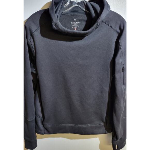SWEATY BETTY London Black Sprinter Running Hoody Hooded Sweatshirt Women's Small - Picture 1 of 2